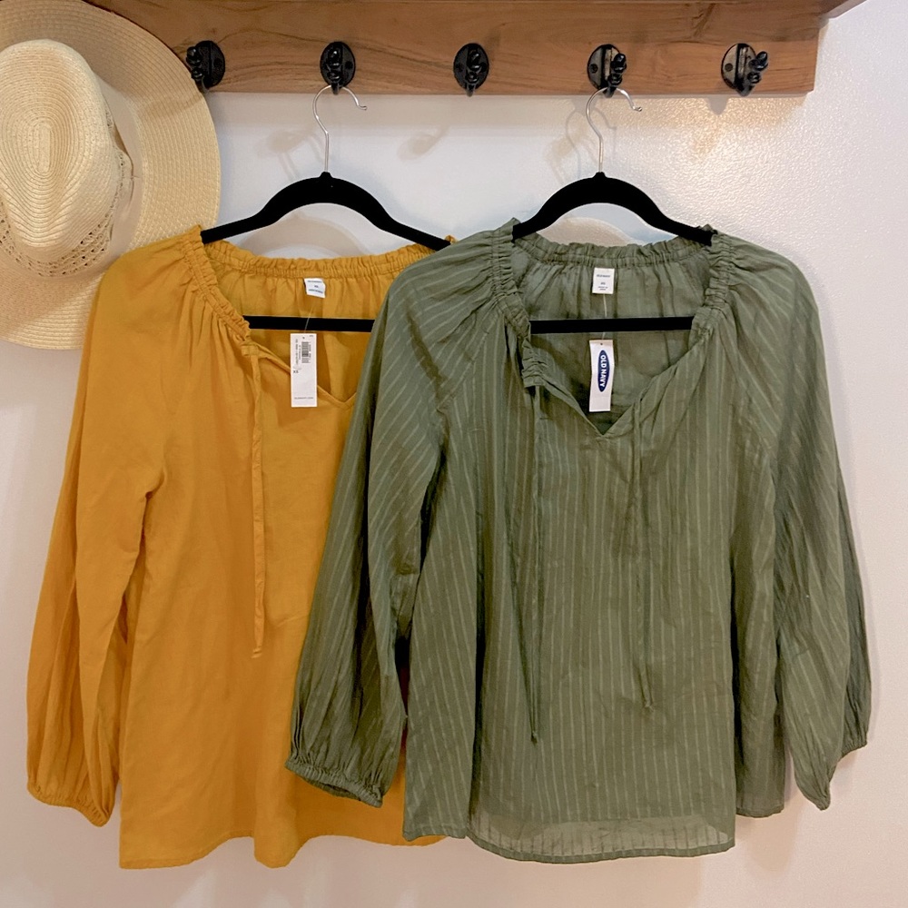 NWT Old Navy Blouse Bundle Womens Size XS Olive Green & Mustard